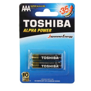باتری سوپر آلکالاین نیم قلمی(AAA) توشیبا مدل ALPHA POWER بسته 2 عددی